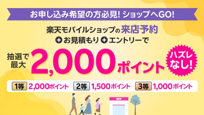 来店予約・見積もり・エントリーで抽選最大2,000ポイント。参加条件あり。